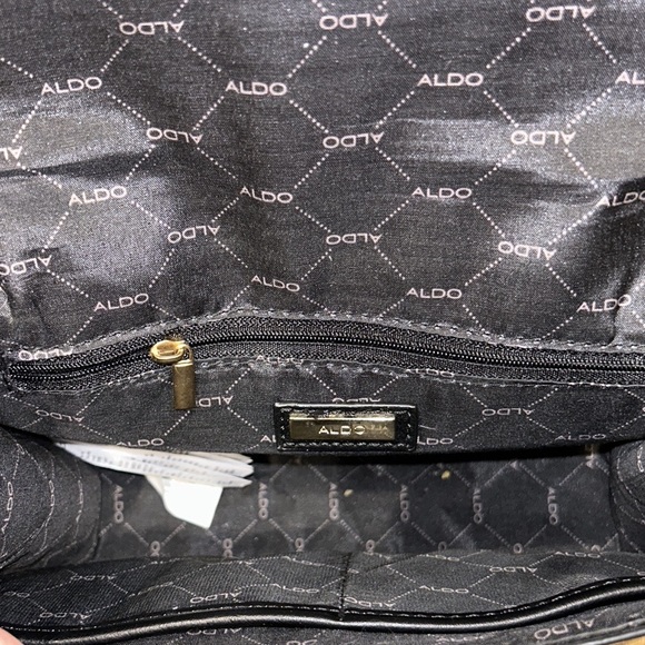 ALDO Black Gold Chain Flap Shoulder Bag Crossbody - Picture 16 of 16